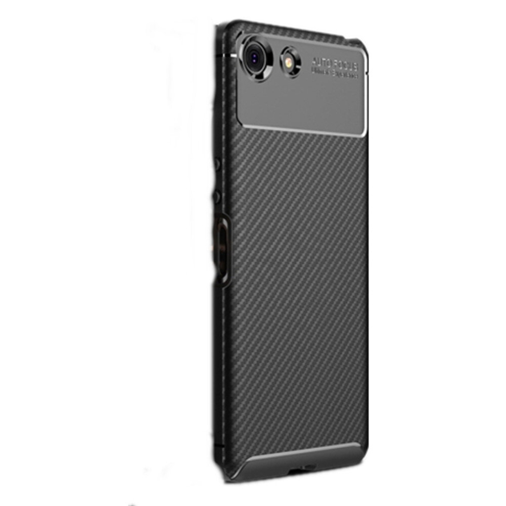 2Pcs Carbon Fiber Texture Shockproof Tpu Case For Sony Xperia Xz4 Compact (Black) Black 8881471556973