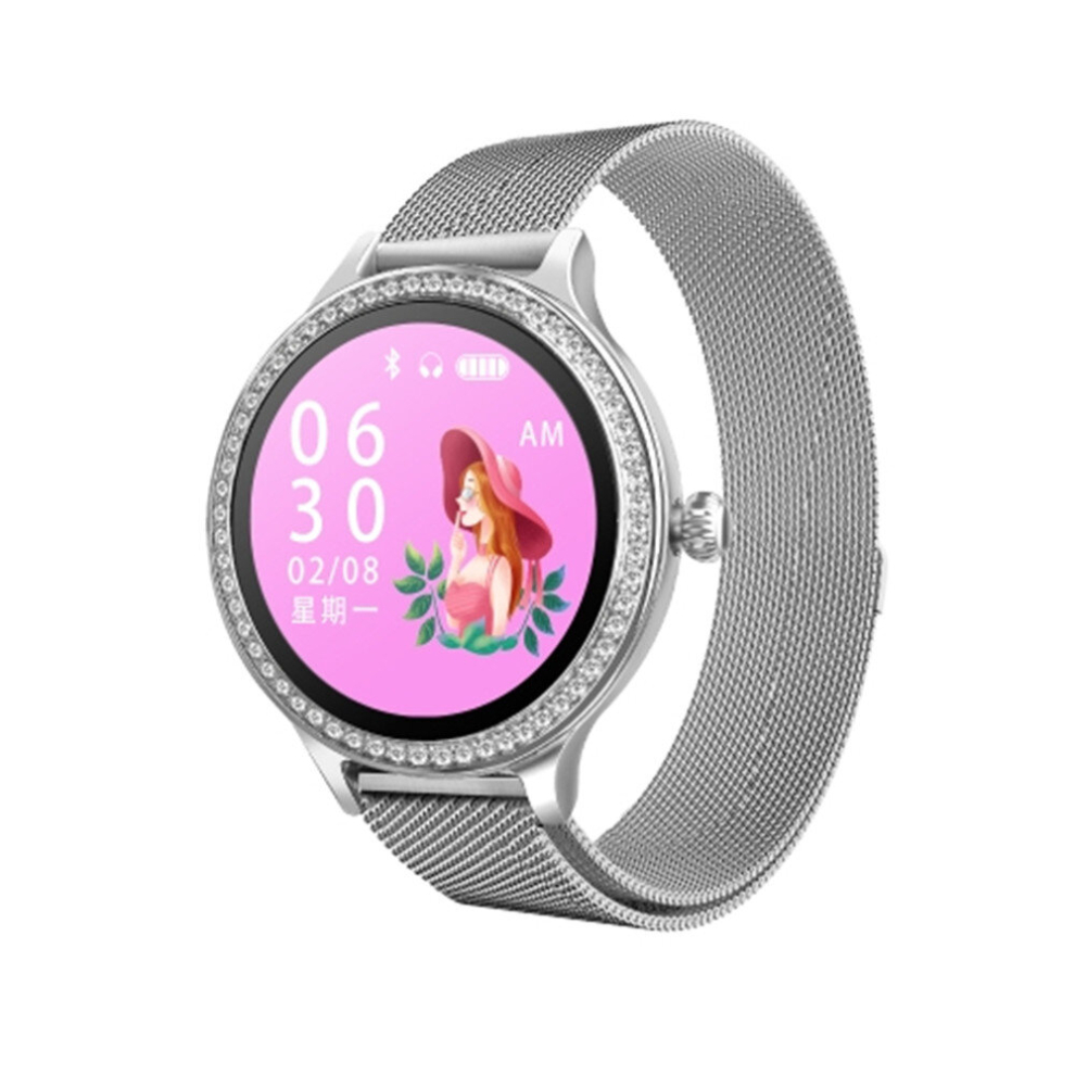 M8 1.04 Inch Ips Color Screen Women Smartwatch Ip68 Waterproof,Metal Watchband,Support Call Reminder /Heart Rate Monitoring/Blood Pressure Monitoring/ 6913664821079