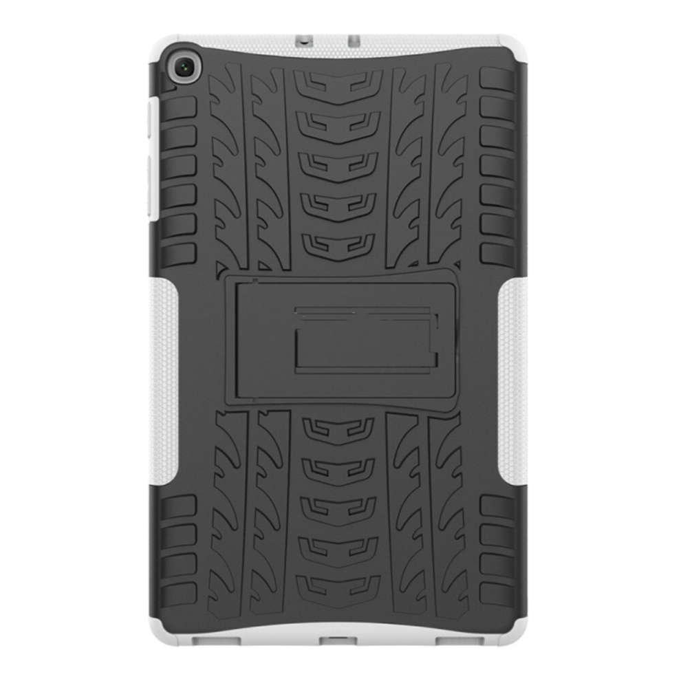 Tire Texture Tpu+Pc Shockproof Case For Galaxy Tab A 10.1 2019 T510 / T515 With Holder (White) White 8881471524613