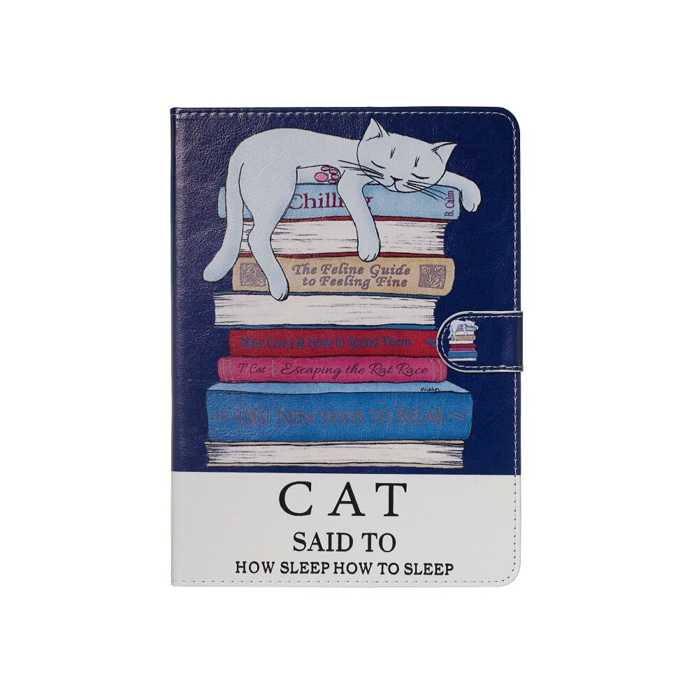 For Galaxy Tab A 10.1 (2019) / T510 Colored Drawing Pattern Horizontal Flip Pu Leather Case With Holder & Card Slots(Book And Cat) 8881471525535