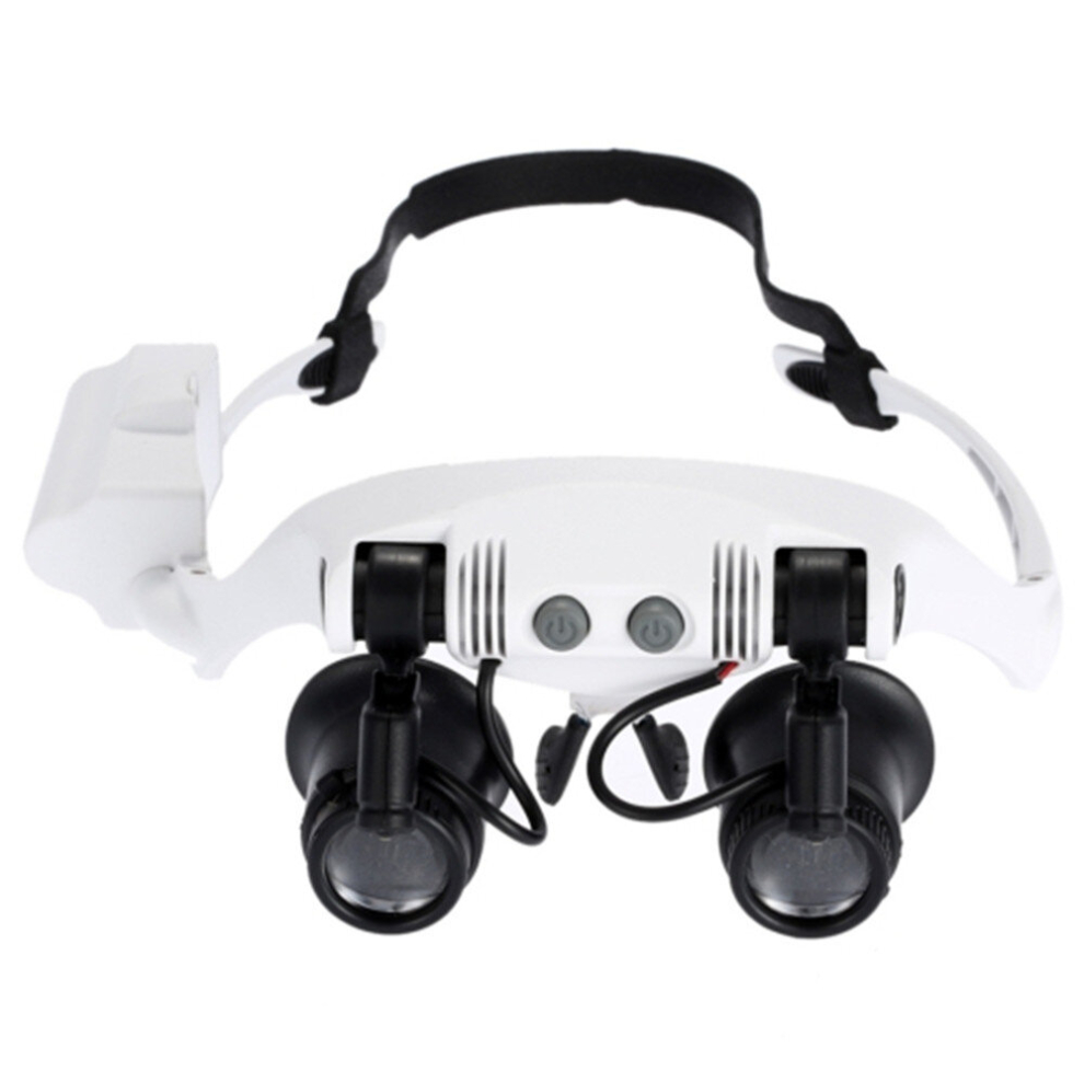 Keshen Light/White 10X 15X 20X 25X Wearing Glasses Eyes Illuminated Magnifier Magnifying Watch Repairing Loupe With Led (White)