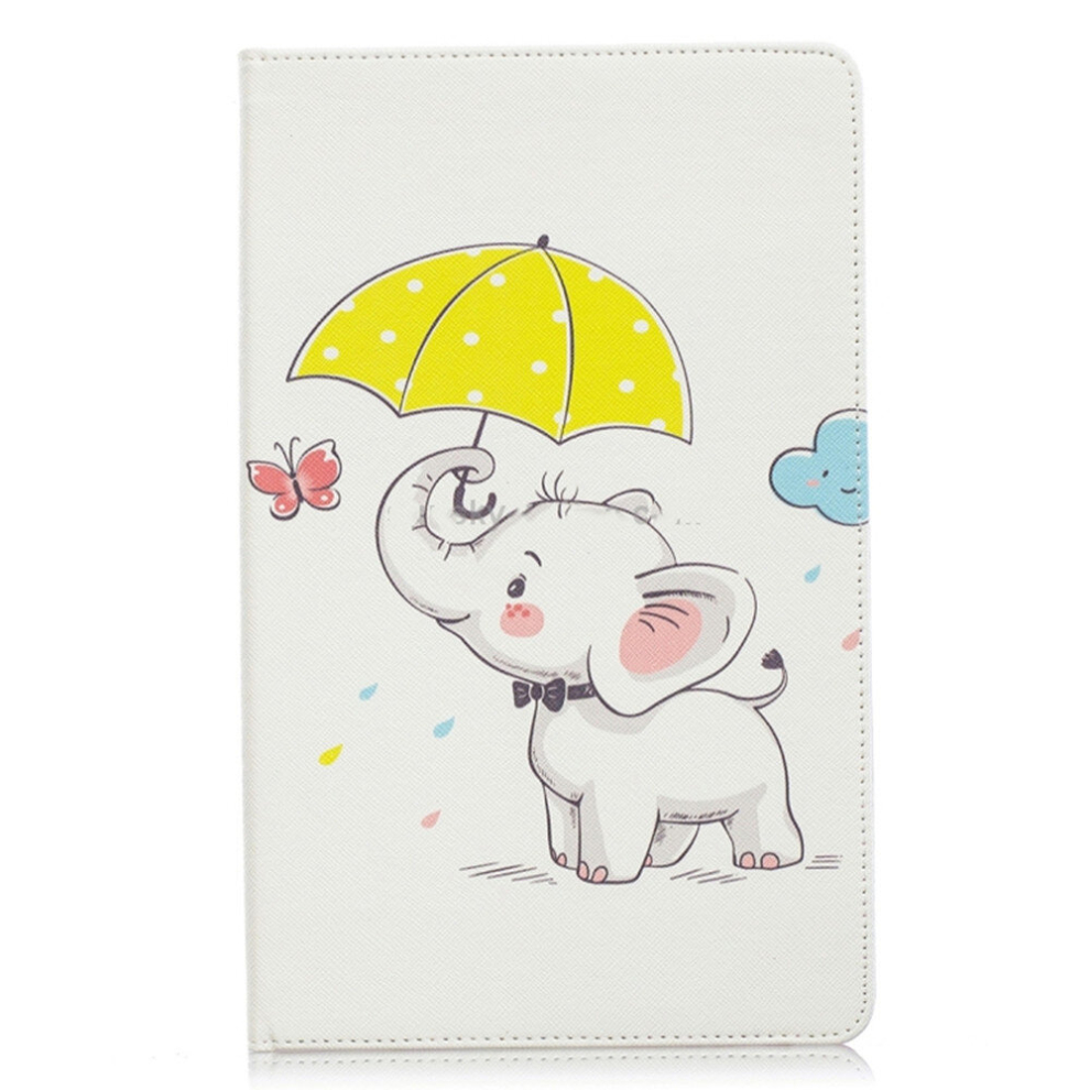 Colored Drawing Elephant Under The Umbrella Pattern Horizontal Flip Leather Case For Galaxy Tab A 10.1 (2019) T510 / T515, With Holder & Card Slots & 8881471550308