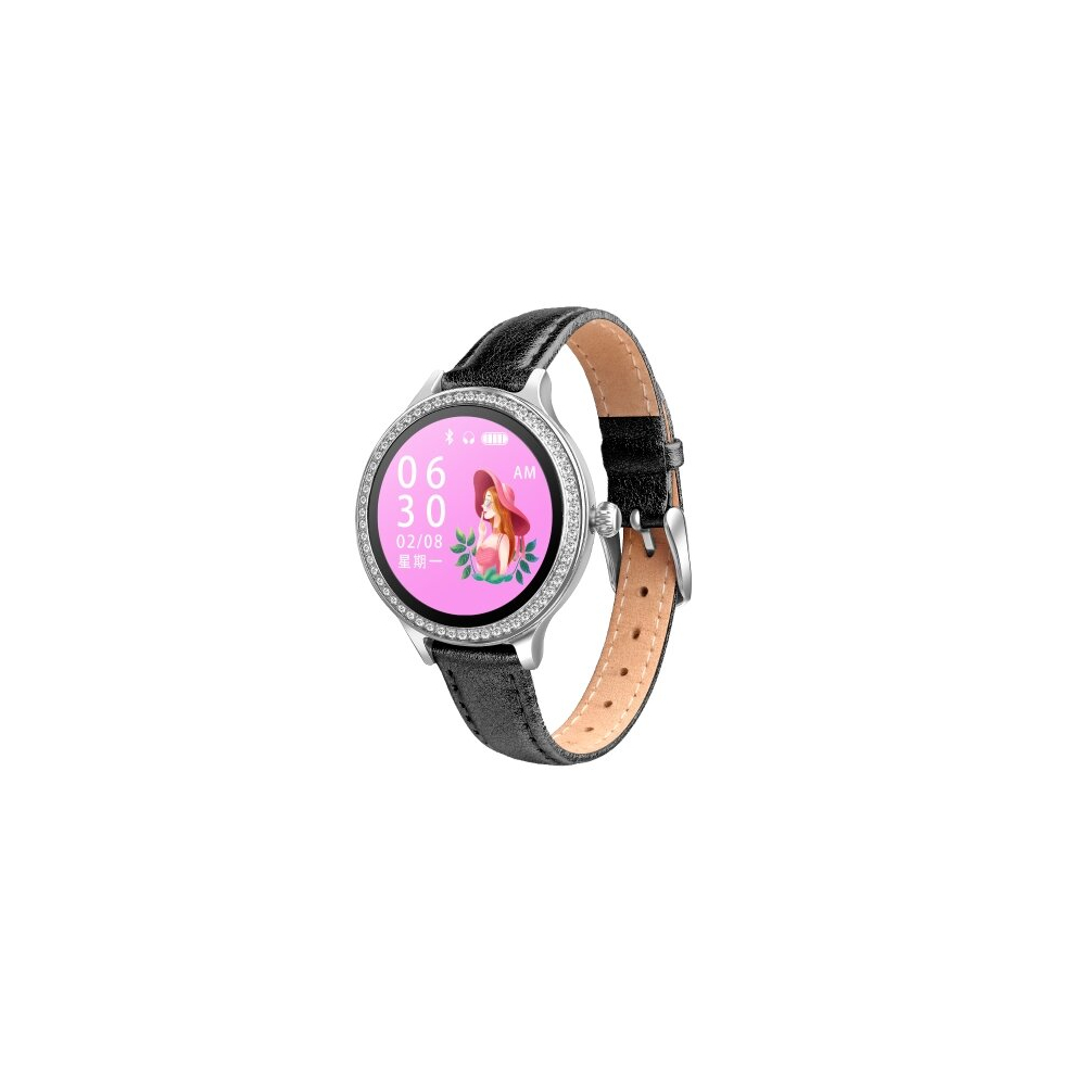 M8 1.04 Inch Ips Color Screen Women Smartwatch Ip68 Waterproof,Leather Watchband,Support Call Reminder/Heart Rate Monitoring/Blood Pressure Monitoring Silver/Gold 6913664816822