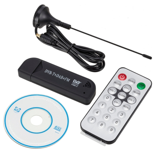 Mini Dvb-T + Dab + Fm Usb Digital Tv Dongle / Receiver Stick With Remote Control(Black)
