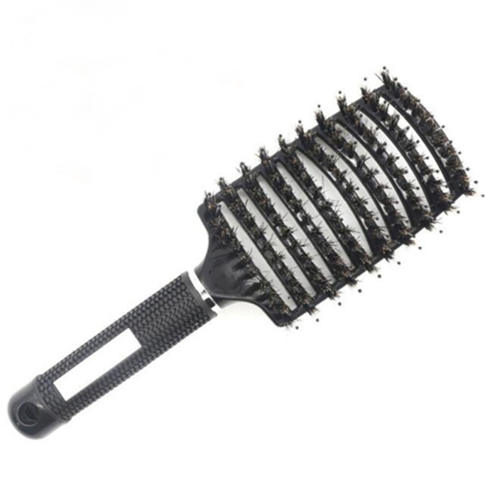 Keshen Unisex Black 2Pc Hair Scalp Massage Comb Hairbrush Bristle Nylon Women Curly Detangle Hair Brush For Salon Hairdressing Styling Tool(Black)
