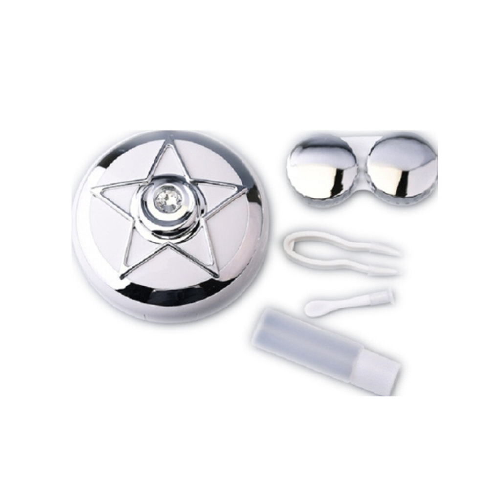 Keshen 3 Pcs Beauty Lens Care Double Box Contact Lens Case(Silver)
