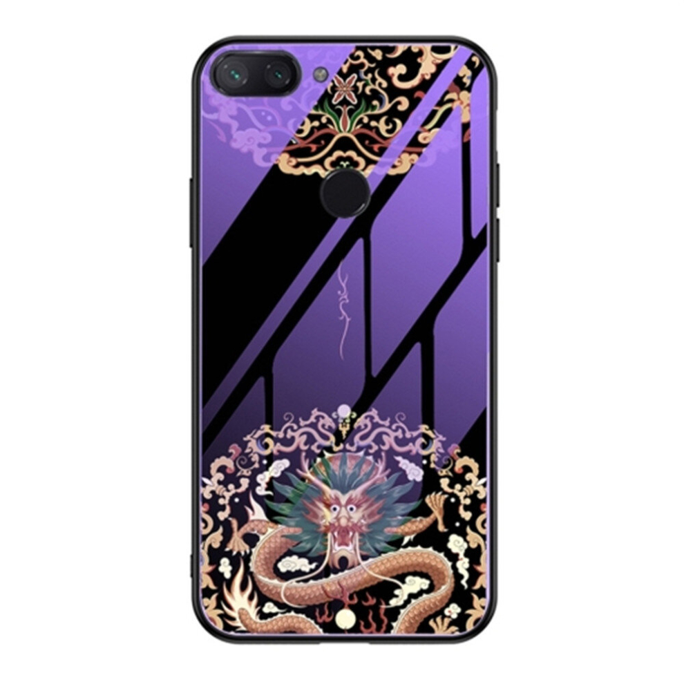 For Xiaomi Mi 8 Lite Luminous Painting Violet Glass + Tpu Protective Case(Dragon) 8881471551312