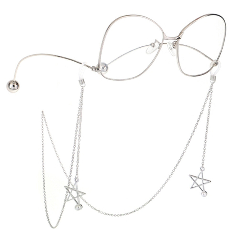 Keshen 2 Pcs Non-Slip Metal Glasses Pendant With Pearl Glasses Chain(Silver)
