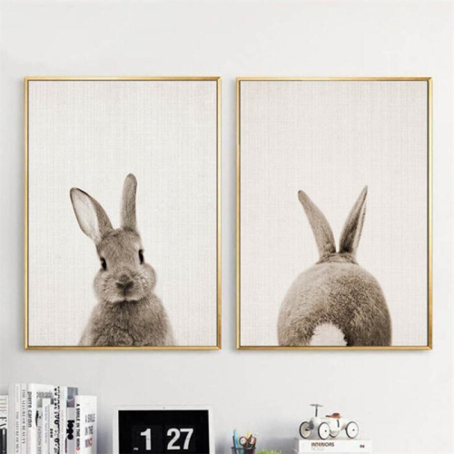 Rabbit Before and After the Computer Printing Decorative Painting Frameless Core 1