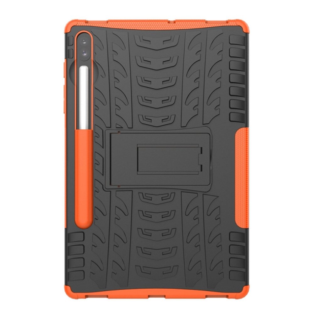 For Galaxy Tab S6 Tire Texture Tpu + Pc Shockproof Case With Holder(Orange) Orange 8881471532328