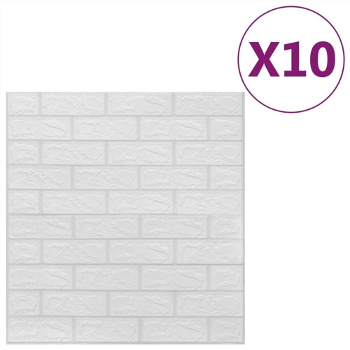 3D Wallpaper Bricks Self-adhesive 10 pcs White 2