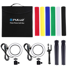 PU5130 30cm Portable Shooting Tent with Video Ring Light Tripod Backdrop