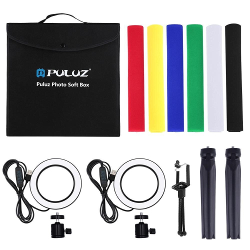PU5130 30cm Portable Shooting Tent with Video Ring Light Tripod Backdrop