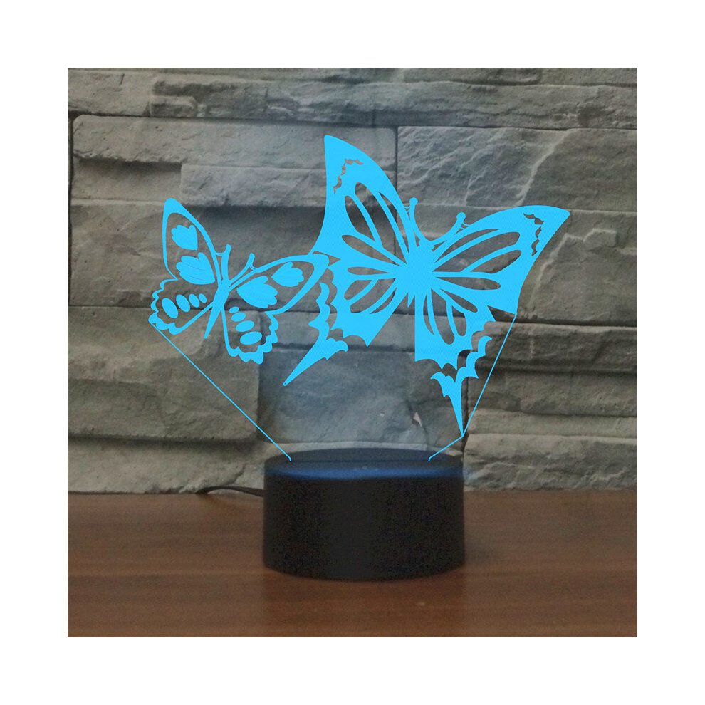 Two Butterflies Shape 3D Colorful LED Vision Light Table Lamp, USB Touch Version-image-OPC-PD6HFJM-NEW