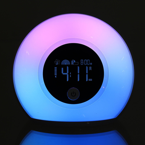 Led Alarm Clock Sunrise Wake-Up Bluetooth Speaker Electronic Clockful Children Bedside Light 2