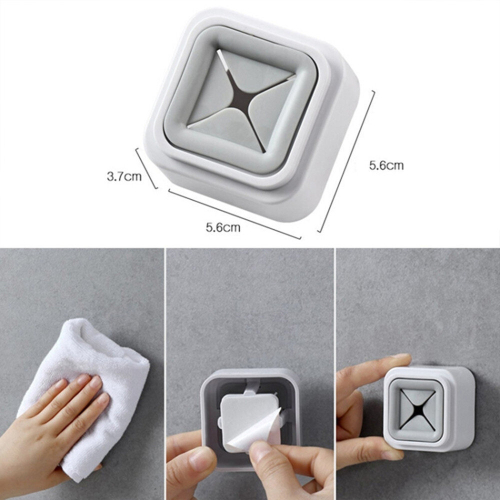3PCS  Wall-mounted Plastic Free Punch Towel Rack Kitchen Dish Cloth Hook(Transparent White) 1