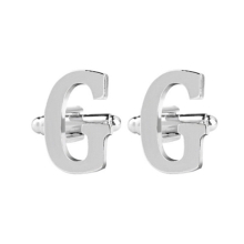 2 Pair Fashion Men Alphabet Business Shirt Cufflink Silver Cuff link (G)
