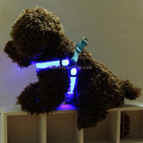 2PC Double Sided LED Light Pet Harness Nylon Cat Dog Chest Strap Leash, Size:XL(Blue) 2