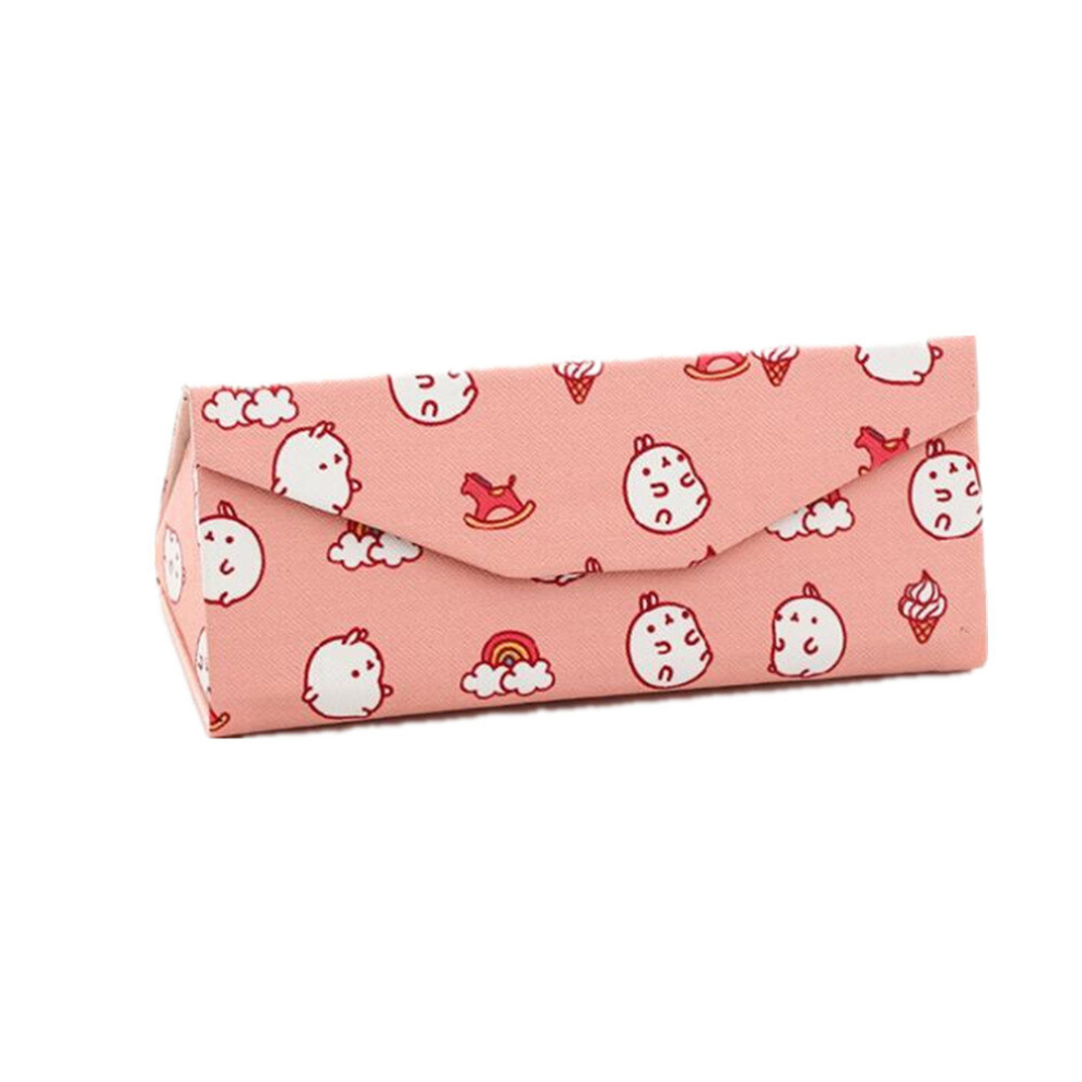 Keshen 2Pcs Cute Striped Glasses Case Pu Triangle Folding Handmade Box