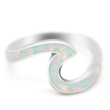 3Pcs Women Geometric Design Fire Opal Wave Rings Size 9