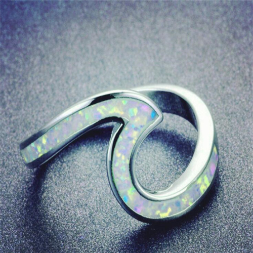 3Pcs Women Geometric Design Fire Opal Wave Rings Size 9 2