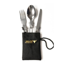 2Set Three-Piece Stainless Steel Foldable Outdoor Cutlery