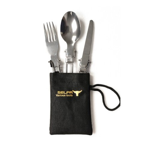 2Set Three-Piece Stainless Steel Foldable Outdoor Cutlery