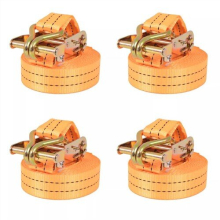 Correas de amarre con trinquete, 4 unidades, 1 tonelada, 6 mx38 mm, color naranja