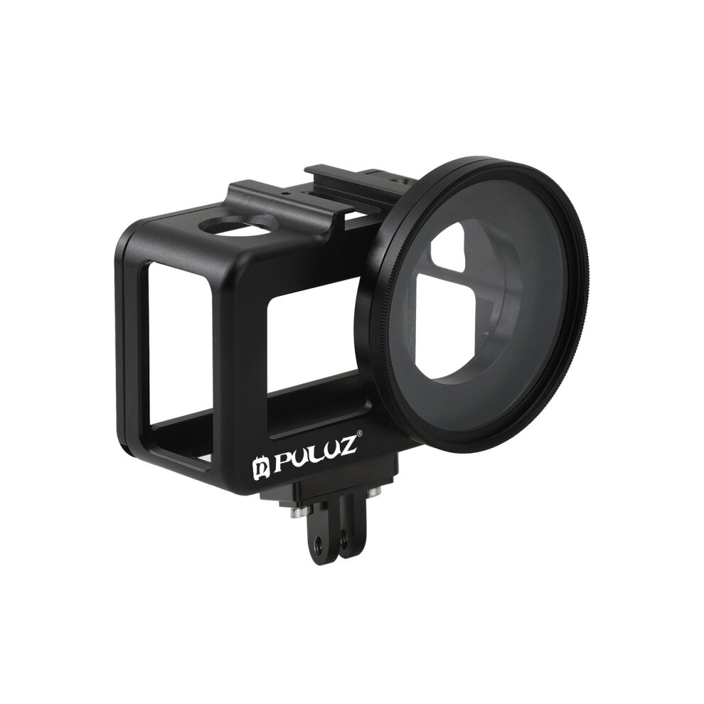 Housing Shell Cnc Aluminum Alloy Protective Cage With 52Mm Uv Lens For Dji Osmo Action(Black) Black 8881471559264