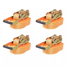 Correas de amarre con trinquete, 4 unidades, 2 toneladas, 8 mx50 mm, color naranja