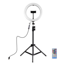 PKT3051B 10,2 pouces Dimmable LED anneau lumineux vidéo avec trépied PU419 pour Youtube Tik Tok Streaming en direct