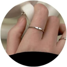 Thin Stacking Initial Rings for Women Stackable Plain Letter Ring for Teen Girls Silver Capital Letter Band Ring Open Adjustable Alphabet Ring