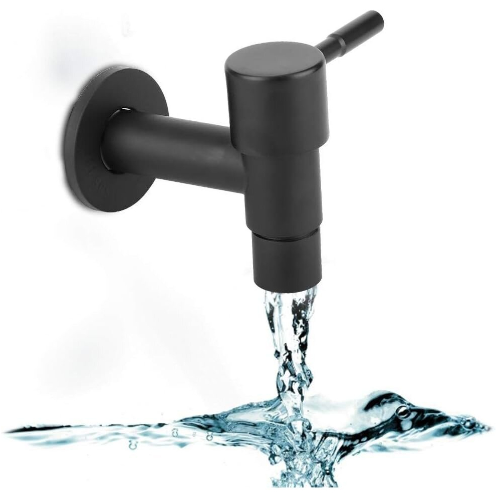 2In Stainless Steel Black Single Cold Faucet Mop Pool Water Tap Washing Machine Faucet Tap Wall Mounted Balcony Tap(#1) 7770197841085