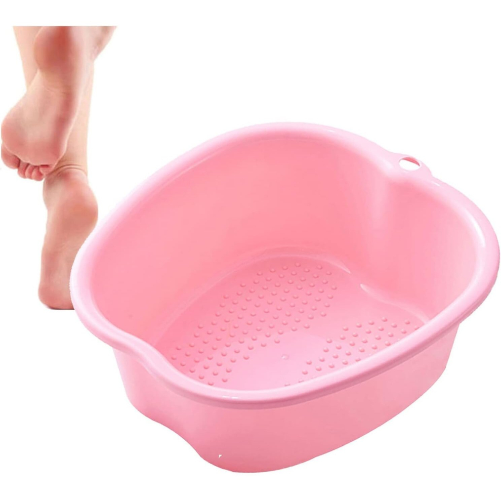 Tianfu Pink Foot Soaking Bath Basin, Large Plastic Foot Soaking Tub, Foot Massage Sturdy Durable Foot Tub, Pedicure And Massager Tub For At Home Spa (Pink)