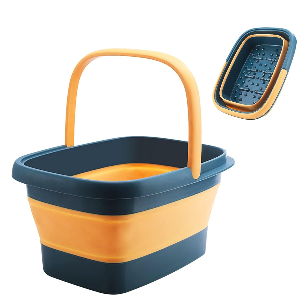 Tianfu Blue Collapsible Foot Soak Tub With Handles - 15L/4 Gallons, Massaging Acupoints, Foot Spa Bath For Pedicure & Home Spa Treatment, (Blue)