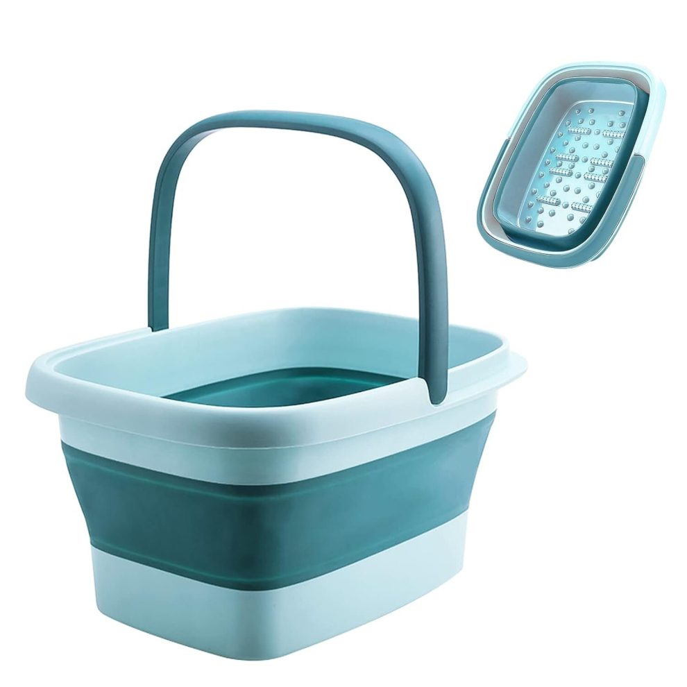 Tianfu Green Collapsible Foot Soak Tub With Handles - 15L/4 Gallons, Massaging Acupoints, Foot Spa Bath For Pedicure & Home Spa Treatment (Green)