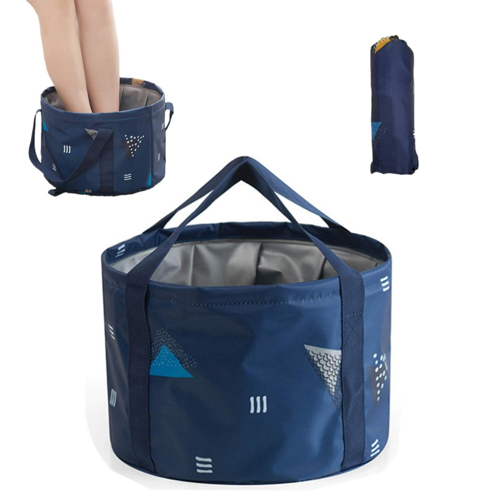 Tianfu Dark/Blue 24L Large Foldable Feet Soaking Bath Tub Collapsible Bucket, Portable Travel Foot Soak Spa Basin For Camping Washing,