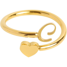 To My Granddaughter Delicate Initial Heart Ring 26 Letter Heart Ring Simple Jewelry Popular Accessory Ring for Girls 10-12 Adjustable (C, One Size)