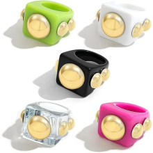5 PCS 2K Style Thick Vintage Resin Acrylic Rings Plastic Rings for Kids Rings Colorful Candy Rings Jewelry Clear Handmade Rings for Women Girls Kids