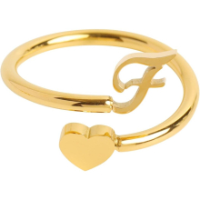 To My Granddaughter Delicate Initial Heart Ring 26 Letter Heart Ring Simple Jewelry Popular Accessory Ring for Girls 10-12 Adjustable (F, One Size)