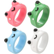 Set of 4 Women's Frog Rings, Colorful Animal Acrylic Resin Y2K Rings for Teens Girls Boys Knuckle Plastic Thick Fashion Friendship Ring Set