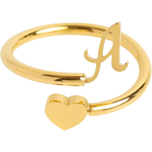 To My Granddaughter Delicate Initial Heart Ring 26 Letter Heart Ring Simple Jewelry Popular Accessory Ring for Girls 10-12 Adjustable (A, One Size)