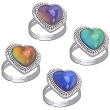 4 Pcs Mood Rings Suitable Rings for Girls Kids Boys Bulk Women - Heart Shape Adjustable Creative Fashion Mood Ring Rings Color Changing Rings