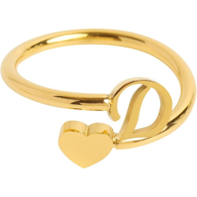 To My Granddaughter Delicate Initial Heart Ring 26 Letter Heart Ring Simple Jewelry Popular Accessory Ring for Girls 10-12 Adjustable (D, One Size)