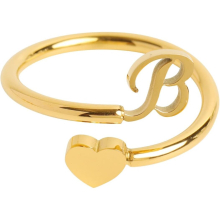 To My Granddaughter Delicate Initial Heart Ring 26 Letter Heart Ring Simple Jewelry Popular Accessory Ring for Girls 10-12 Adjustable (B, One Size)