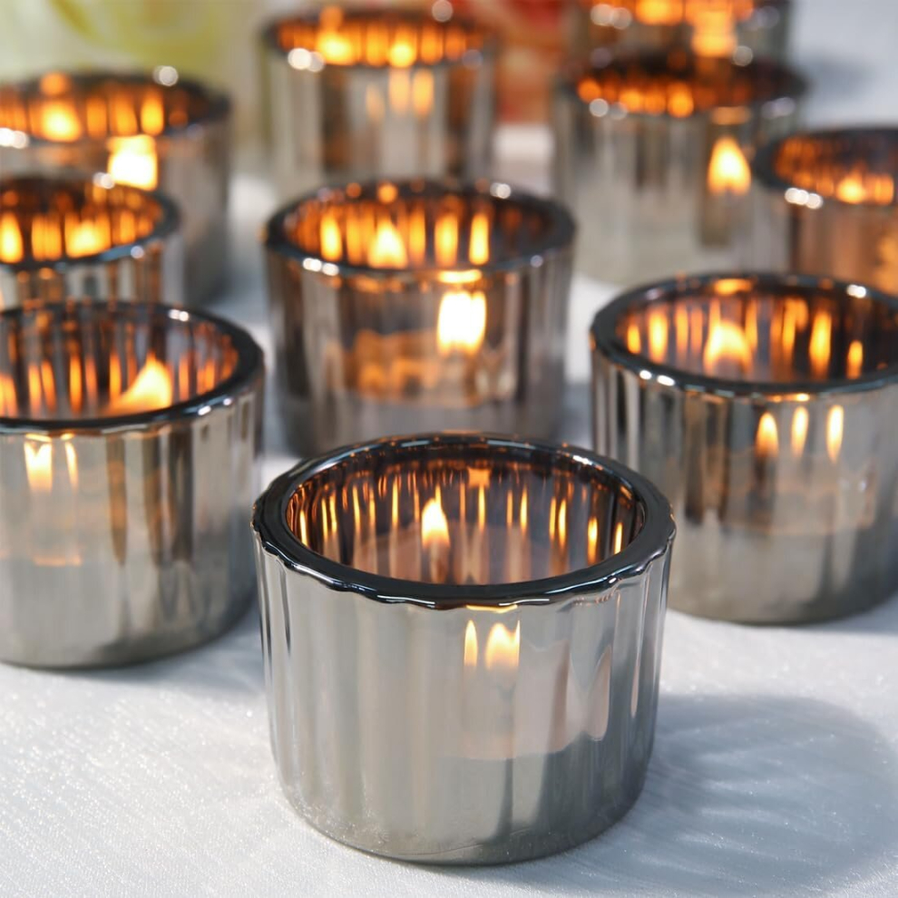 36pcs Grey Tealight Candle Holder, Glass Silver Plating Votive Candle Holders Small Candle Holders Bulk for Wedding Table Centerpiece-image-OPC-PD6HRGC-NEW