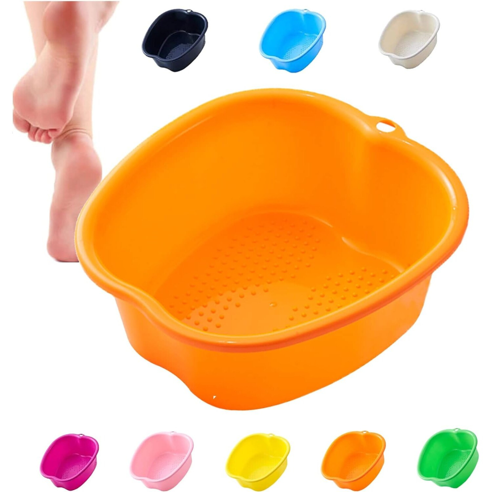 Tianfu Orange Foot Soaking Bath Basin, Large Plastic Foot Soaking Tub, Foot Massage Sturdy Durable Foot Tub,Pedicure And Massager Tub For At Home Spa (Orange)