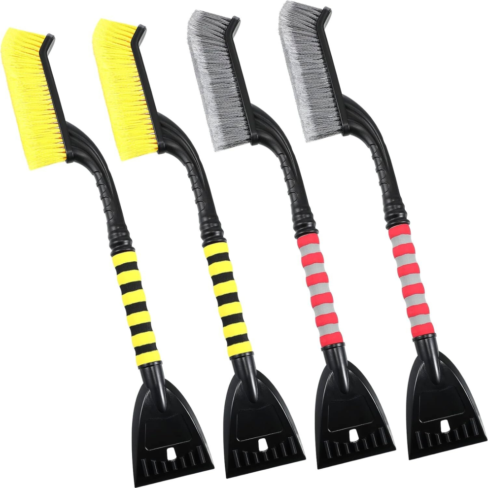 4 Pack 27" Snow Brush And Ice Scrapers For Car Windshield Detachable Car Snow Scraper And Brush With Ergonomic Foam Grip 7770197840033