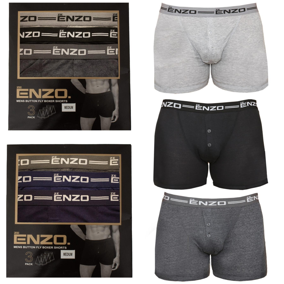 (4XL, Multicoloured) Enzo | Mens Boxers 3 Pack Assorted