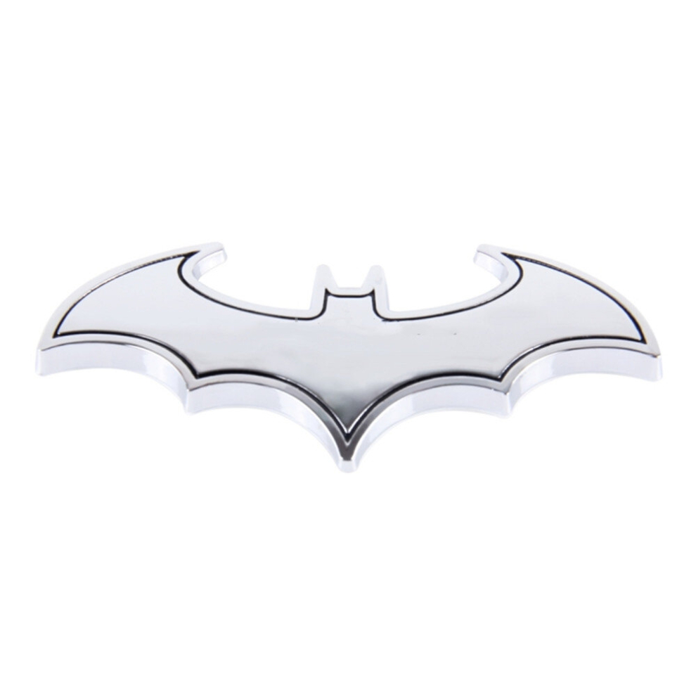 2 Pcs Bat Shape Shining Metal Car Free Sticker(Silver) Silver 6913664867329